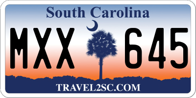 SC license plate MXX645