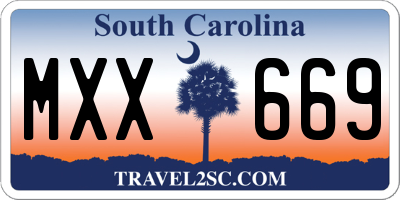 SC license plate MXX669