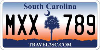 SC license plate MXX789