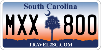 SC license plate MXX800