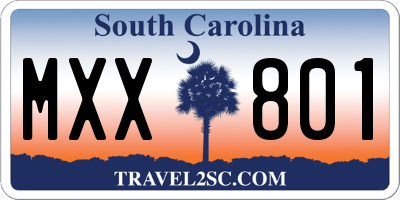 SC license plate MXX801