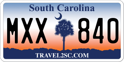 SC license plate MXX840