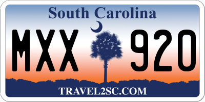 SC license plate MXX920