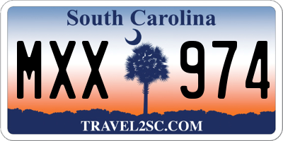 SC license plate MXX974