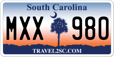 SC license plate MXX980