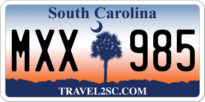 SC license plate MXX985