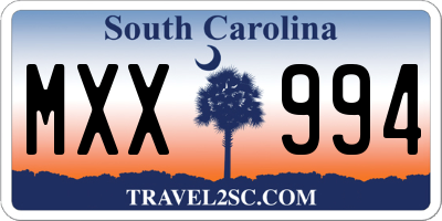 SC license plate MXX994