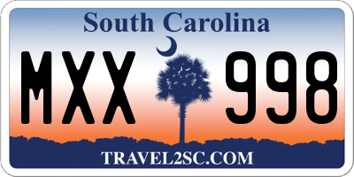 SC license plate MXX998