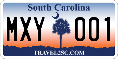 SC license plate MXY001