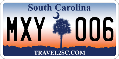 SC license plate MXY006