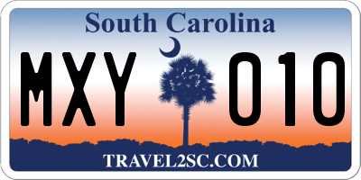 SC license plate MXY010