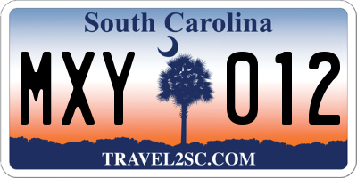 SC license plate MXY012
