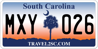 SC license plate MXY026