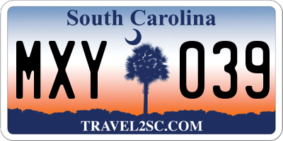 SC license plate MXY039