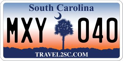 SC license plate MXY040