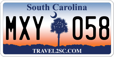 SC license plate MXY058