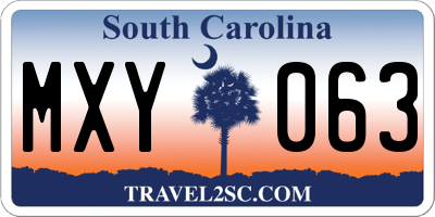 SC license plate MXY063