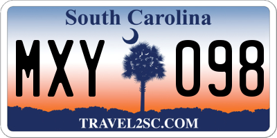 SC license plate MXY098