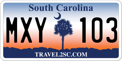 SC license plate MXY103