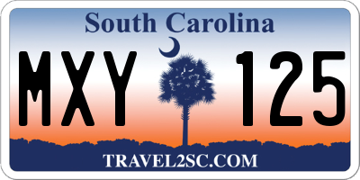 SC license plate MXY125