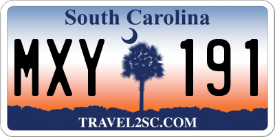 SC license plate MXY191