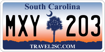SC license plate MXY203