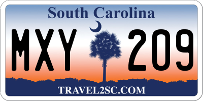 SC license plate MXY209