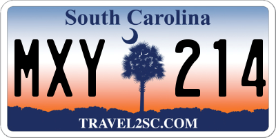 SC license plate MXY214
