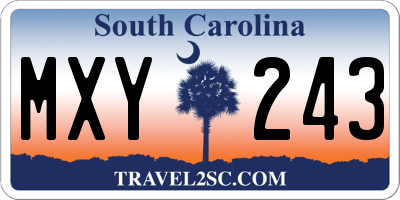 SC license plate MXY243