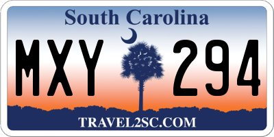 SC license plate MXY294