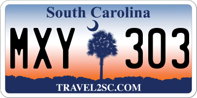 SC license plate MXY303