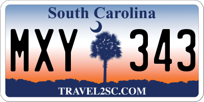 SC license plate MXY343
