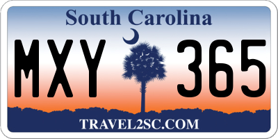 SC license plate MXY365