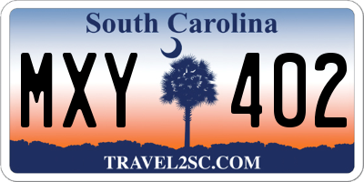 SC license plate MXY402