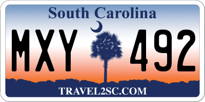 SC license plate MXY492
