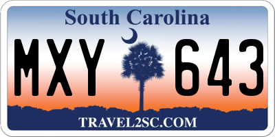 SC license plate MXY643