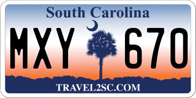 SC license plate MXY670
