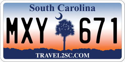 SC license plate MXY671