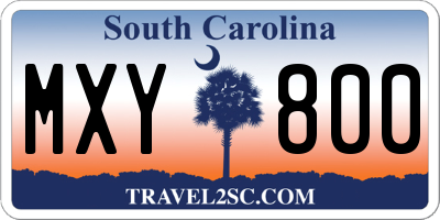 SC license plate MXY800