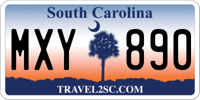 SC license plate MXY890