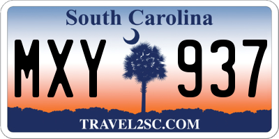 SC license plate MXY937