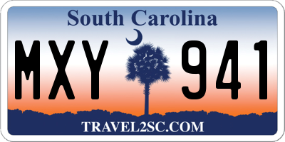 SC license plate MXY941