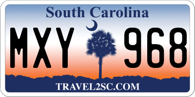 SC license plate MXY968