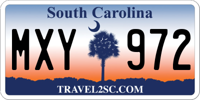 SC license plate MXY972