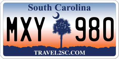 SC license plate MXY980