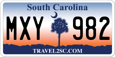 SC license plate MXY982
