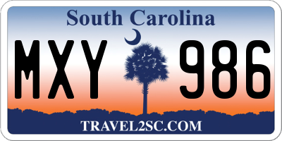 SC license plate MXY986
