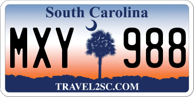 SC license plate MXY988