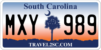 SC license plate MXY989