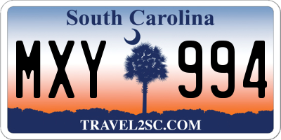 SC license plate MXY994